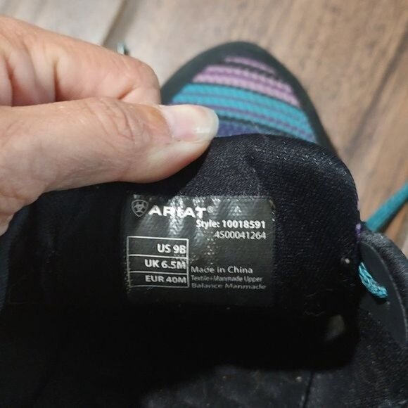 Ariat 9 purple teal stripe sneakers - Picture 3 of 6